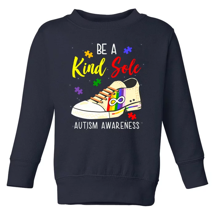 Be A Kind Sole Autism Awareness Puzzle Shoe Toddler Sweatshirt