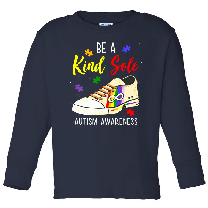 Be A Kind Sole Autism Awareness Puzzle Shoe Toddler Long Sleeve Shirt