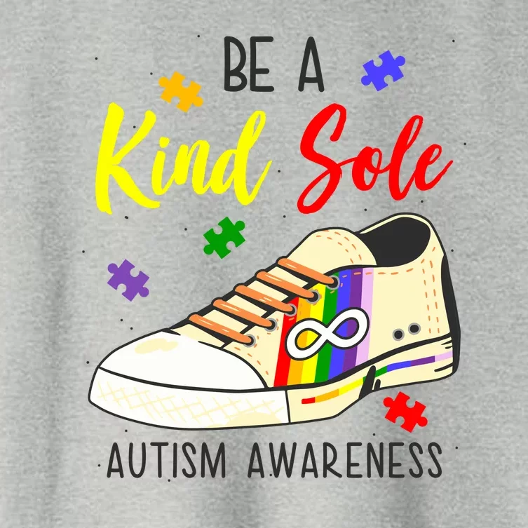 Be A Kind Sole Autism Awareness Puzzle Shoe Women's Crop Top Tee