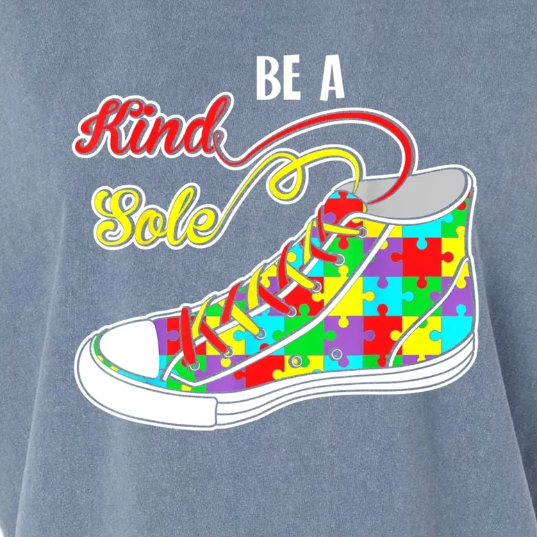 Be A Kind Sole Autism Awareness Puzzle Shoes Be Kind Gifts Garment-Dyed Women's Muscle Tee