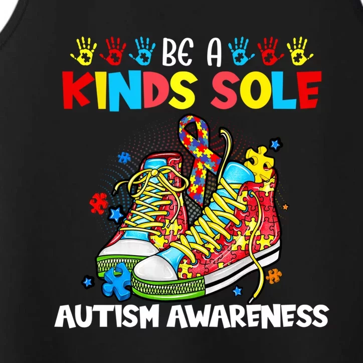 Be A Kind Sole Autism Awareness Support Puzzle Shoes Be Kind Gift Performance Tank