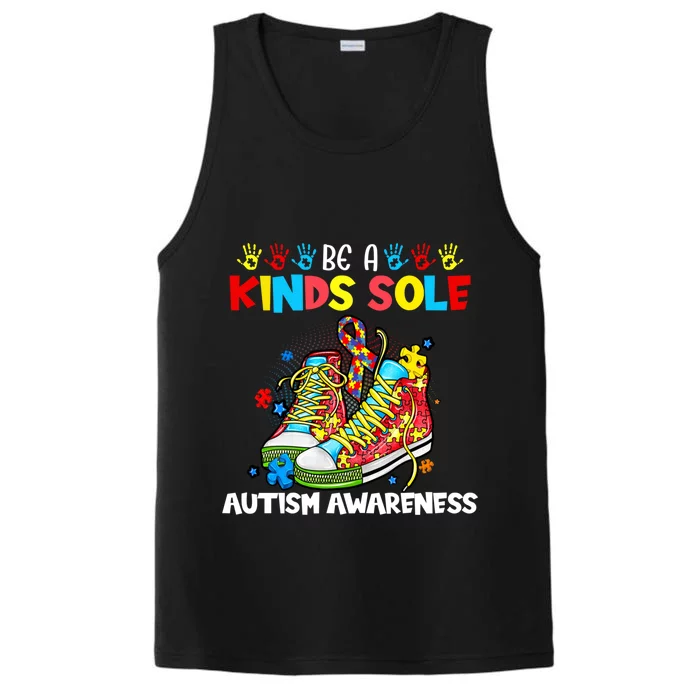 Be A Kind Sole Autism Awareness Support Puzzle Shoes Be Kind Gift Performance Tank