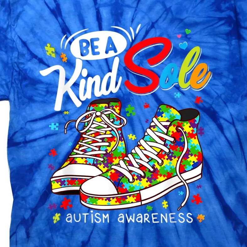 Be A Kind Sole Autism Awareness Rainbow Trendy Puzzle Shoes Tie-Dye T-Shirt