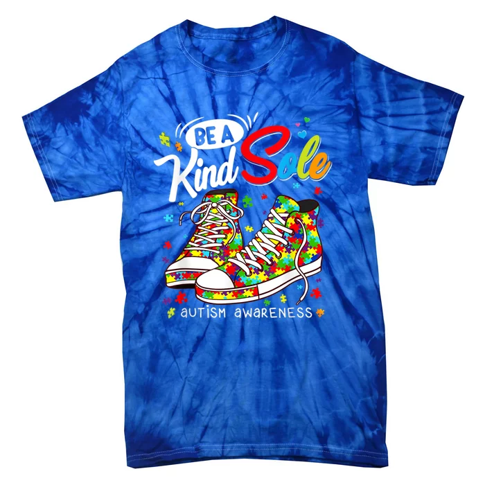 Be A Kind Sole Autism Awareness Rainbow Trendy Puzzle Shoes Tie-Dye T-Shirt