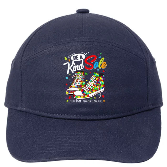 Be A Kind Sole Autism Awareness Rainbow Trendy Puzzle Shoes 7-Panel Snapback Hat