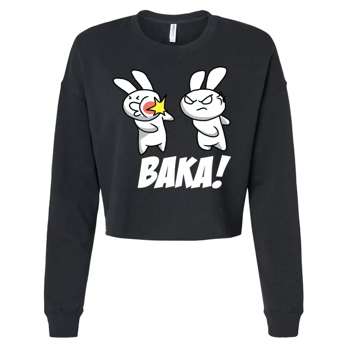 Baka! Rabbit Slap Funny Anime Cropped Pullover Crew