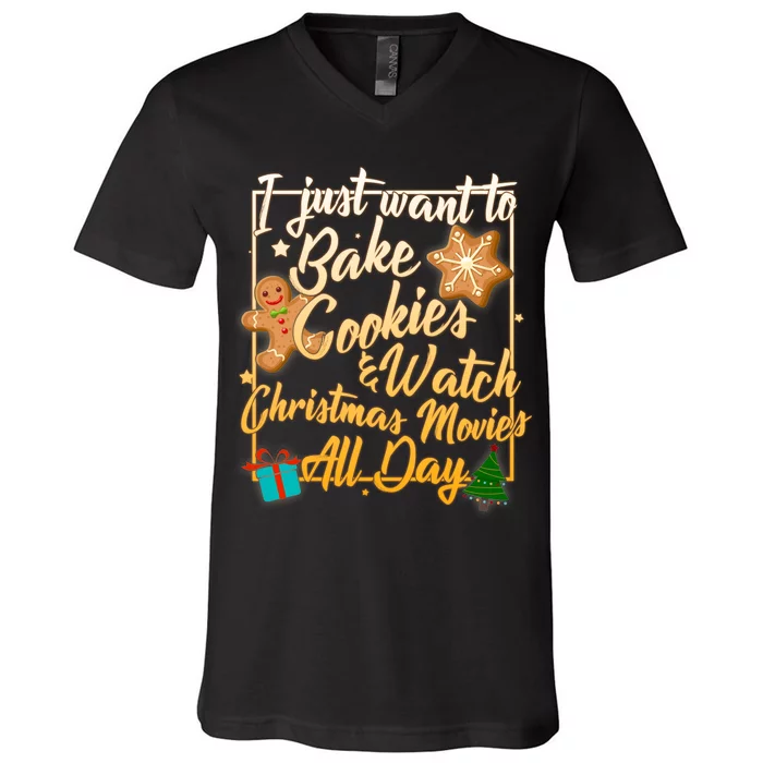 Bake Cookies Watch Christmas Movies V-Neck T-Shirt