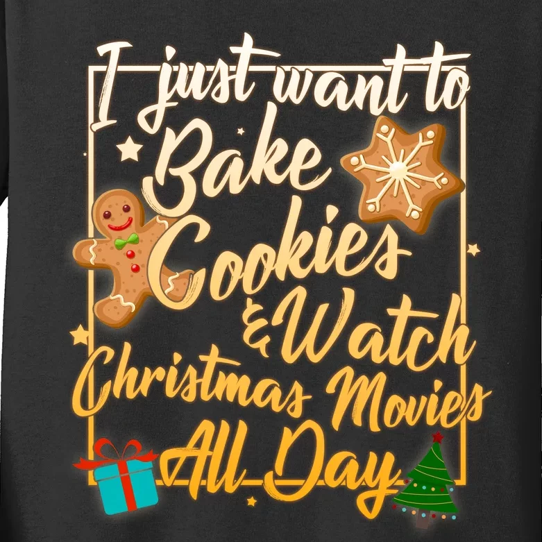 Bake Cookies Watch Christmas Movies Kids Long Sleeve Shirt