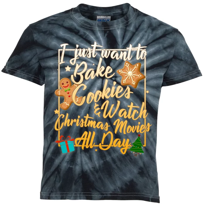 Bake Cookies Watch Christmas Movies Kids Tie-Dye T-Shirt