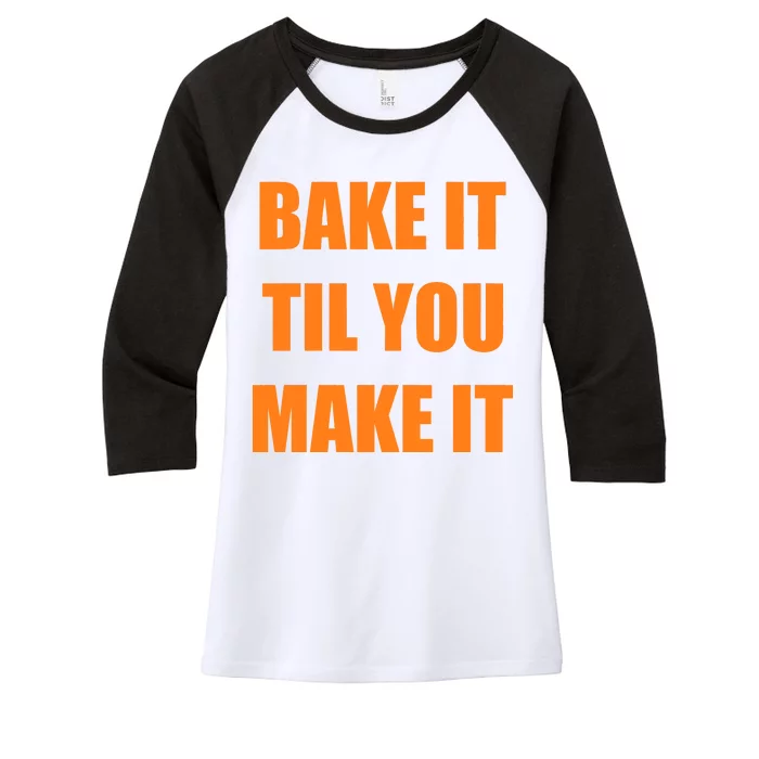 Bake it Til You Make It Cleveland Football Women's Tri-Blend 3/4-Sleeve Raglan Shirt