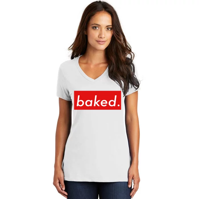 BAKED Designer Style Women's V-Neck T-Shirt