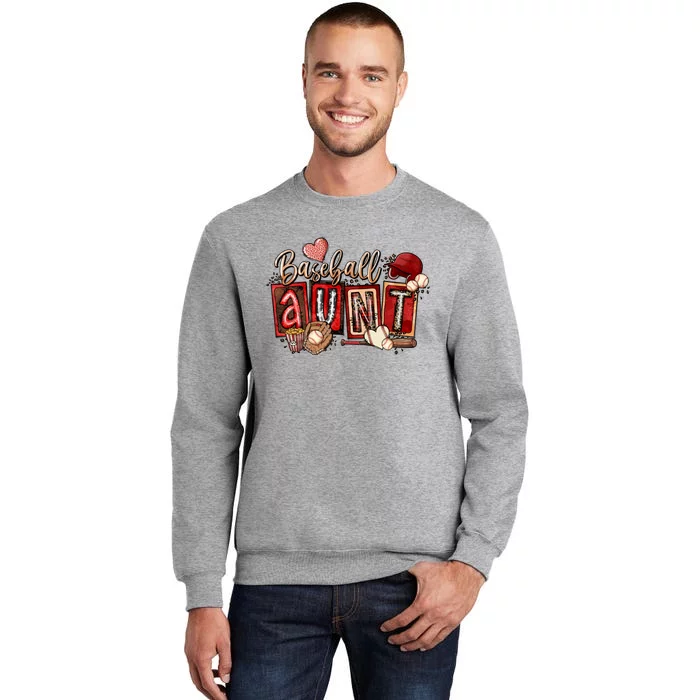 Baseball Aunt Leopard Baseball Aunt mother's day Tall Sweatshirt