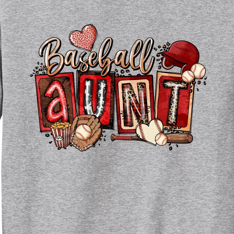 Baseball Aunt Leopard Baseball Aunt mother's day Tall Sweatshirt