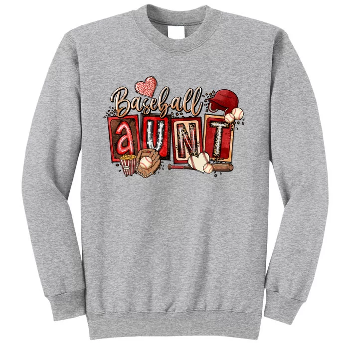 Baseball Aunt Leopard Baseball Aunt mother's day Tall Sweatshirt