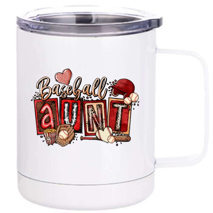 Baseball Aunt Leopard Baseball Aunt mother's day Front & Back 12oz Stainless Steel Tumbler Cup