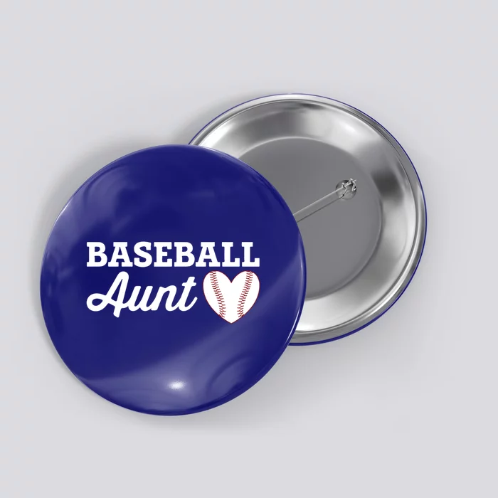 Baseball Aunt Love Heart Baseball Sports Cute Gift Button