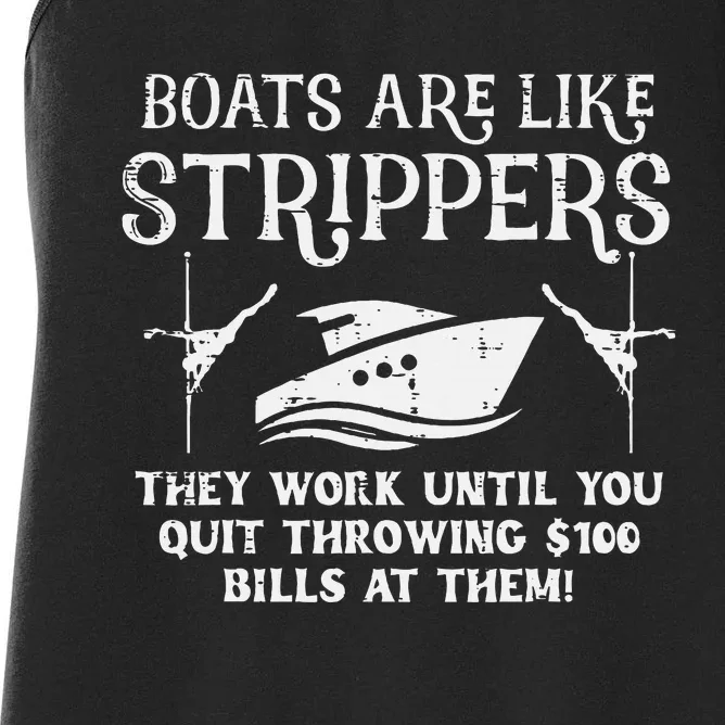 Boats Are Like Work Until Funny Captain Yacht Owner Ship Women's Racerback Tank