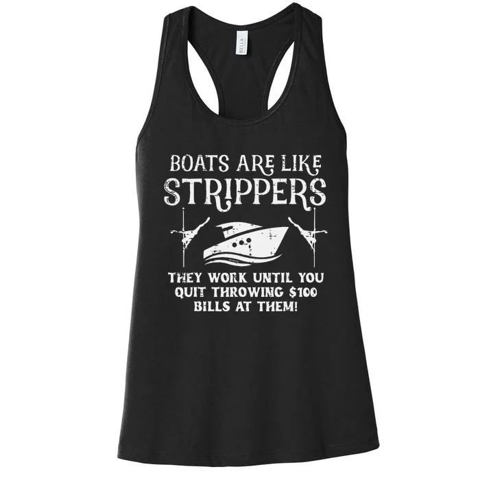 Boats Are Like Work Until Funny Captain Yacht Owner Ship Women's Racerback Tank