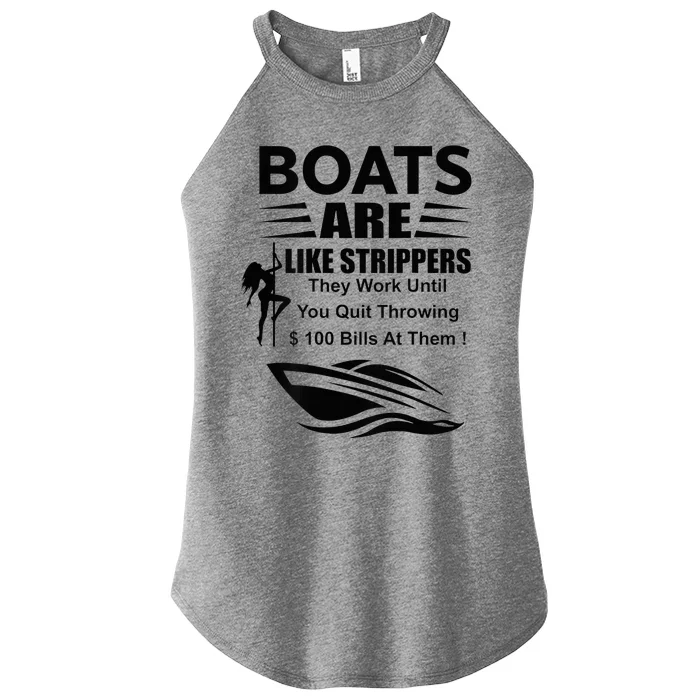 Boats Are Like Strippers In Back Women’s Perfect Tri Rocker Tank