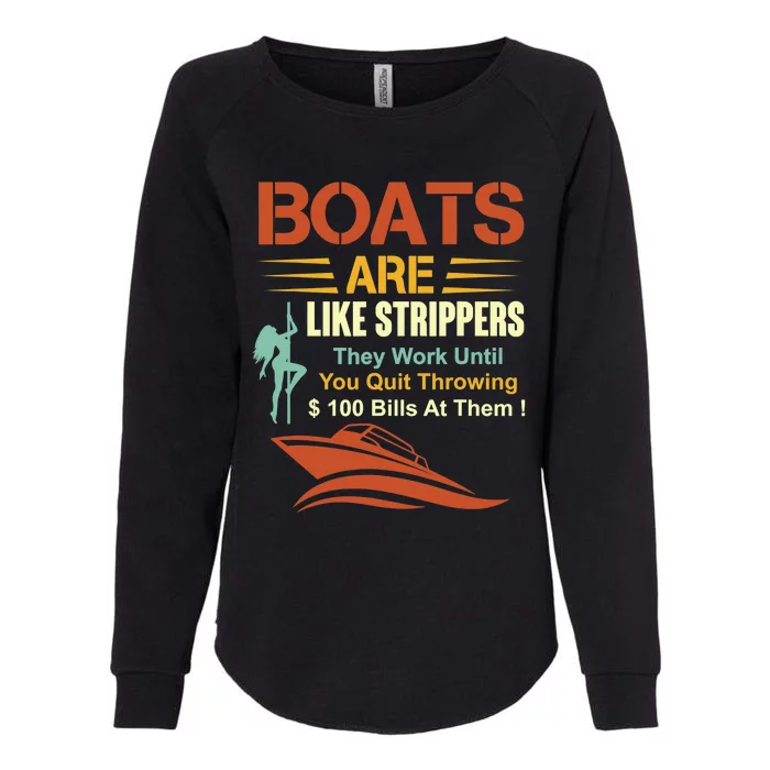 Boats Are Like Strippers They Work Until You Quit Throwing Womens California Wash Sweatshirt