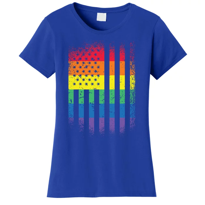 Beautiful American Lgbt Pride Usa Rainbow Flag Art Gift Women's T-Shirt