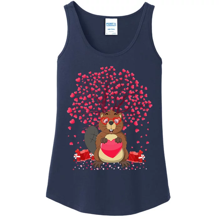 Beaver Animal Lover Funny Beaver Valentine's Day Ladies Essential Tank