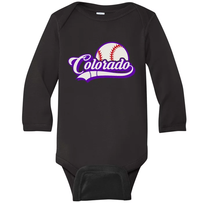 Baseball American Lover Colorado Baseball Baby Long Sleeve Bodysuit