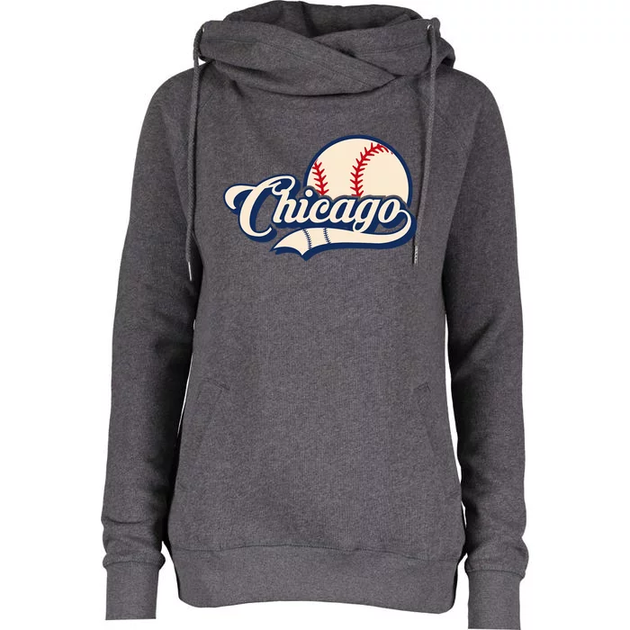 Baseball American Lover Chicago Womens Funnel Neck Pullover Hood