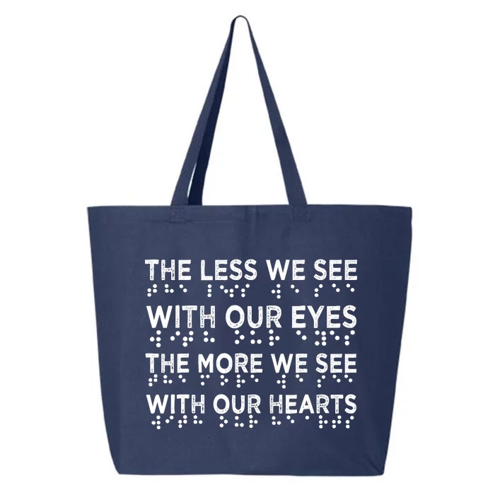 Braille Awareness Less Eyes More Heart Impaired Dots Braille 25L Jumbo Tote