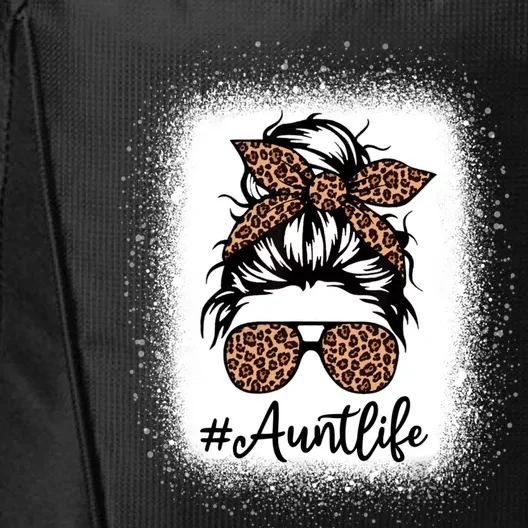 Best Aunt Life Messy Bun Leopard Bleached Auntie Mothers Day Great Gift City Backpack