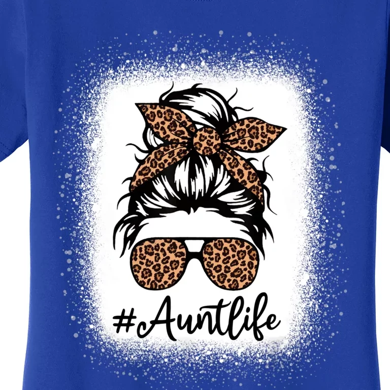 Best Aunt Life Messy Bun Leopard Bleached Auntie Mothers Day Great Gift Women's T-Shirt