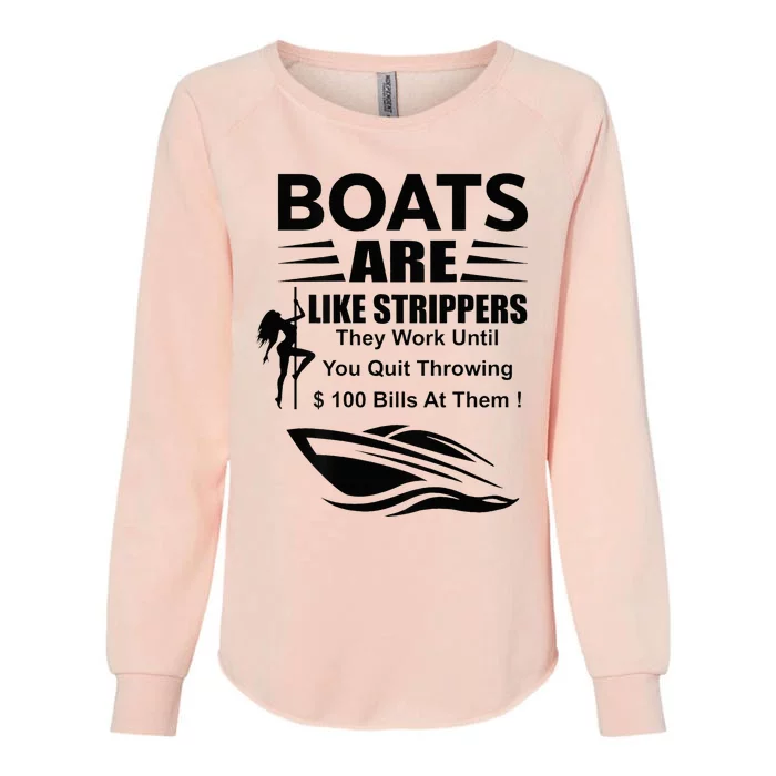 Boats Are Like Strippers In Back Womens California Wash Sweatshirt