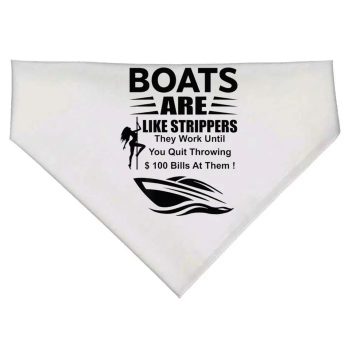 Boats Are Like Strippers In Back USA-Made Doggie Bandana