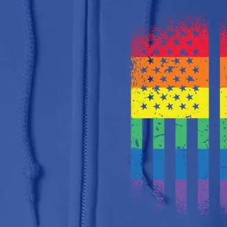 Beautiful American Lgbt Pride Usa Rainbow Flag Art Great Gift Full Zip Hoodie