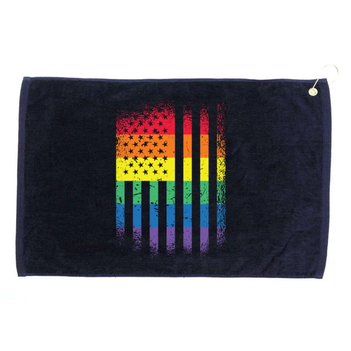 Beautiful American Lgbt Pride Usa Rainbow Flag Art Great Gift Grommeted Golf Towel