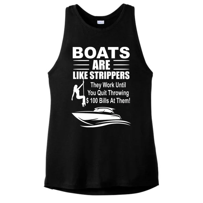 Boats Are Like Strippers Funny Joke Ladies Tri-Blend Wicking Tank