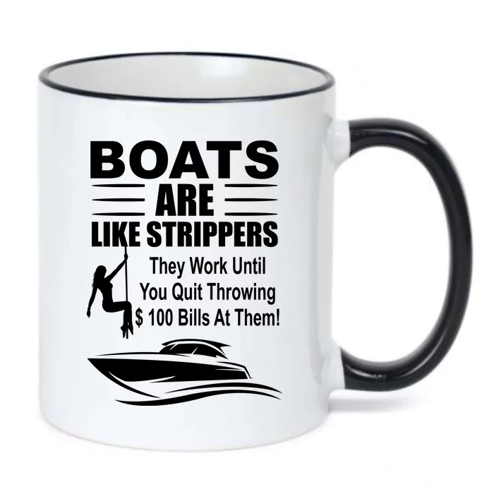 Boats Are Like Strippers Funny Joke Black Color Changing Mug