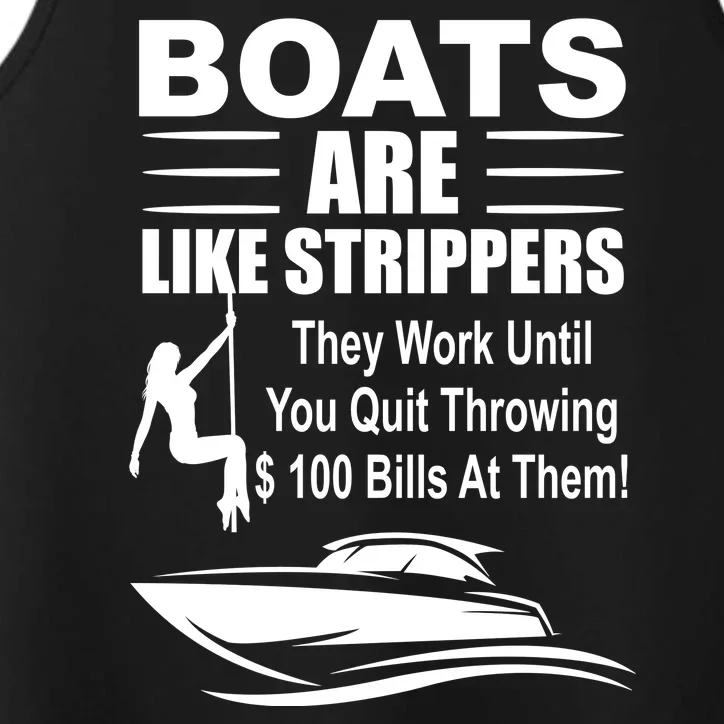 Boats Are Like Strippers Funny Joke Performance Tank