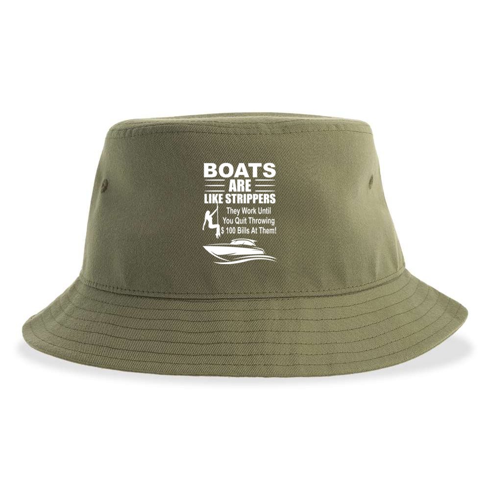 Boats Are Like Strippers Funny Joke Sustainable Bucket Hat