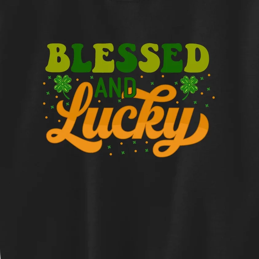 Blessed And Lucky Retro St Patrick's Day Womens Kids Sweatshirt