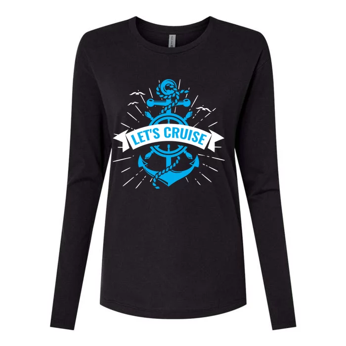 Boat Anchor Let’S Cruise Family Vacation Travel Gift Womens Cotton Relaxed Long Sleeve T-Shirt