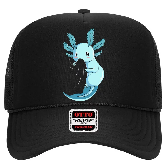 Blue Axolotl Lovers Amphibian High Crown Mesh Trucker Hat