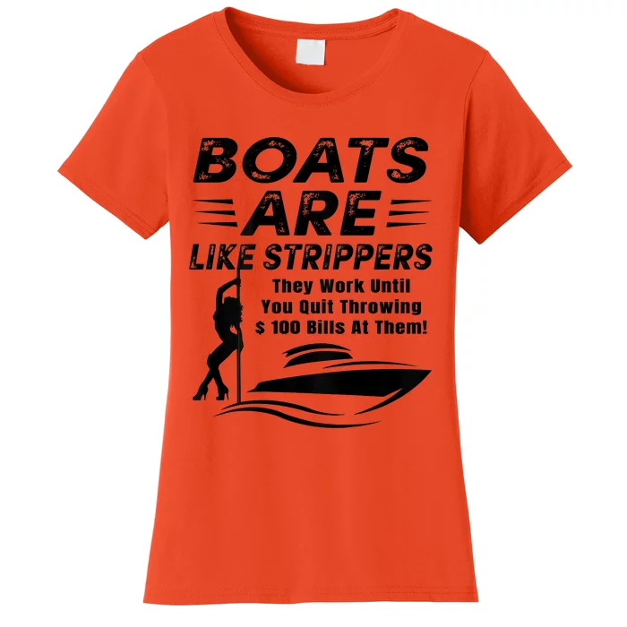 Boats Are Like Strippers They Work Until Men Boating Women's T-Shirt