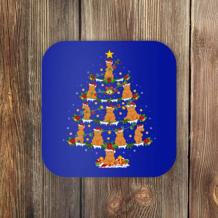 Bear Animal Lover Xmas Lighting Grizzly Bear Christmas Tree Gift Coaster