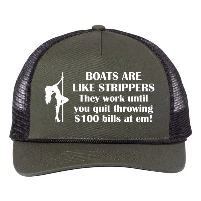 Boats Are Like Strippers Gift Retro Rope Trucker Hat Cap