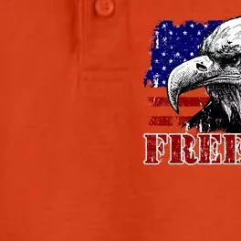 Bald Eagle Distressed USA Flag Freedom 4th of July Dry Zone Grid Performance Polo