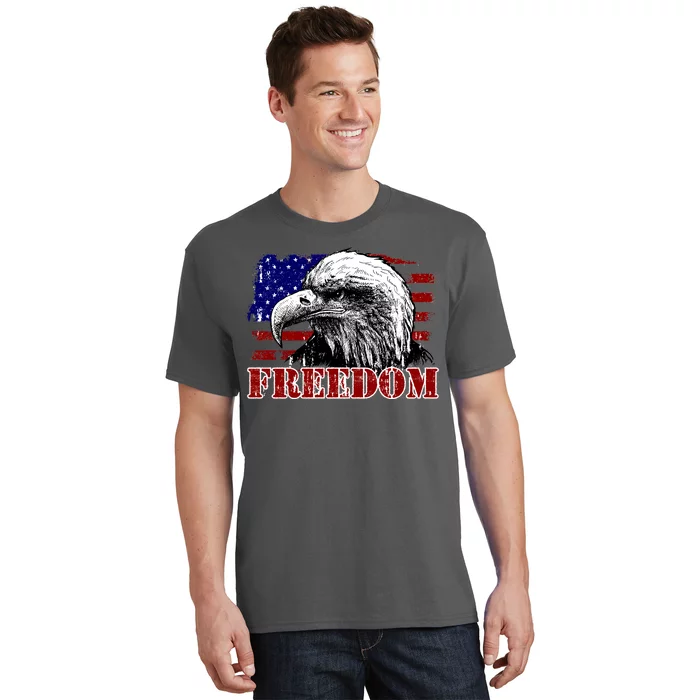 Bald Eagle Distressed USA Flag Freedom 4th of July T-Shirt | TeeShirtPalace