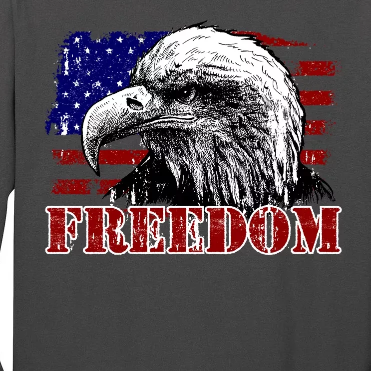 Bald Eagle Distressed USA Flag Freedom 4th of July Tall Long Sleeve T-Shirt