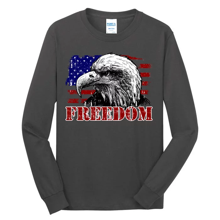 Bald Eagle Distressed USA Flag Freedom 4th of July Tall Long Sleeve T-Shirt