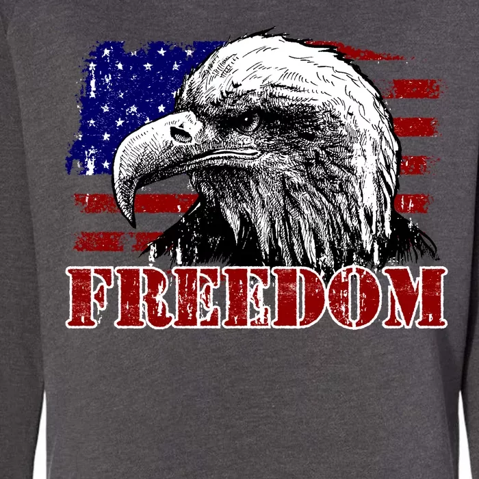 Bald Eagle Distressed USA Flag Freedom 4th of July Womens California Wash Sweatshirt